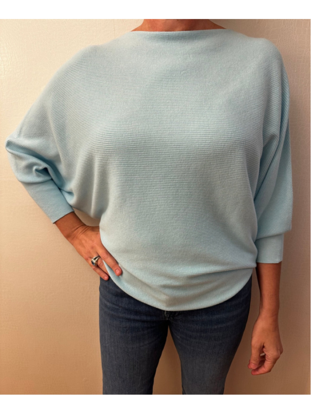 Kerisma Ryu Top G550 Oversized Dolman Batwing Ribbed Knit Boat Neck Sweater M/L